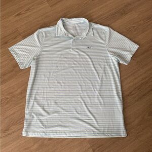 Vineyard Vines Light Blue and White Polo